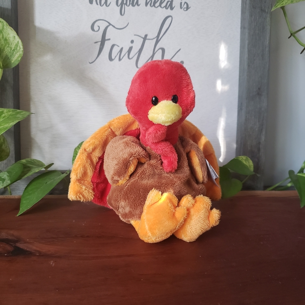 Ty Pluffie Beanie Baby Gobble the Turkey NEW 9 inch - Picture 8 of 11